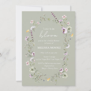 Love Is In Bloom Bridal Shower Sage Green Invitation