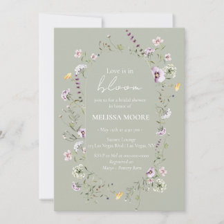 Love Is In Bloom Bridal Shower Sage Green Invitation