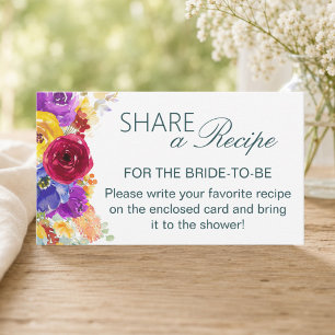 Love is in Bloom Bridal Shower Share a Recipe Enclosure Card