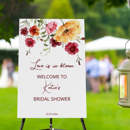 Love is in bloom bridal shower welcome sign