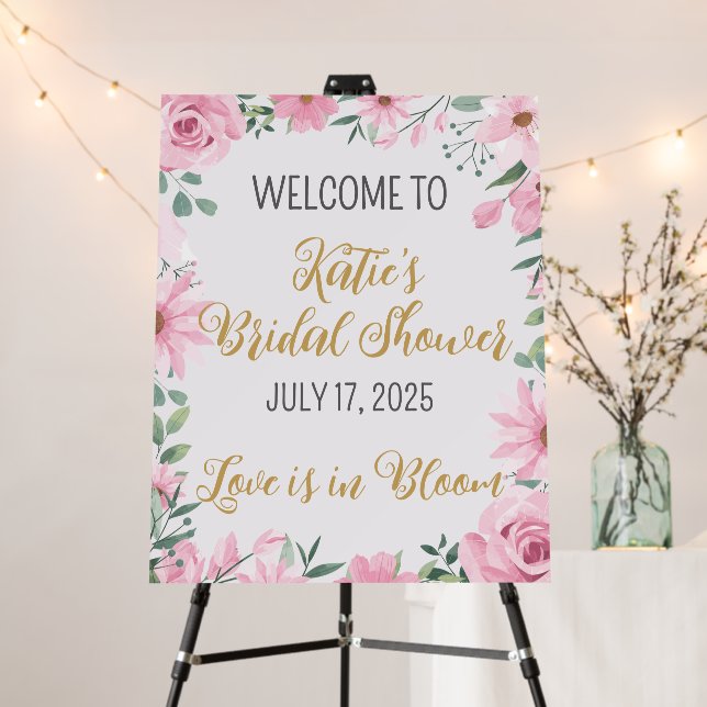 Love is in Bloom Bridal Shower Welcome Sign (In Situ (Stand))