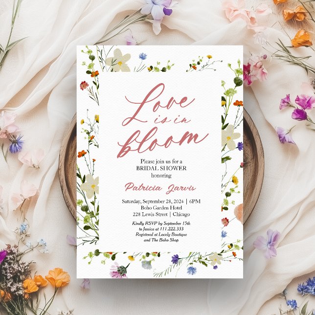 Love Is In Bloom Bridal Shower Wildflower Invitation (Creator Uploaded)