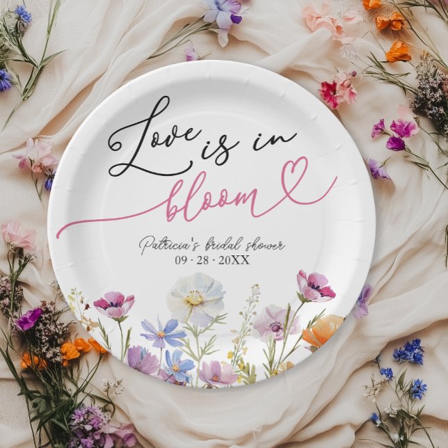 Love Is In Bloom Bridal Shower Wildflower Paper Plates (Creator Uploaded)