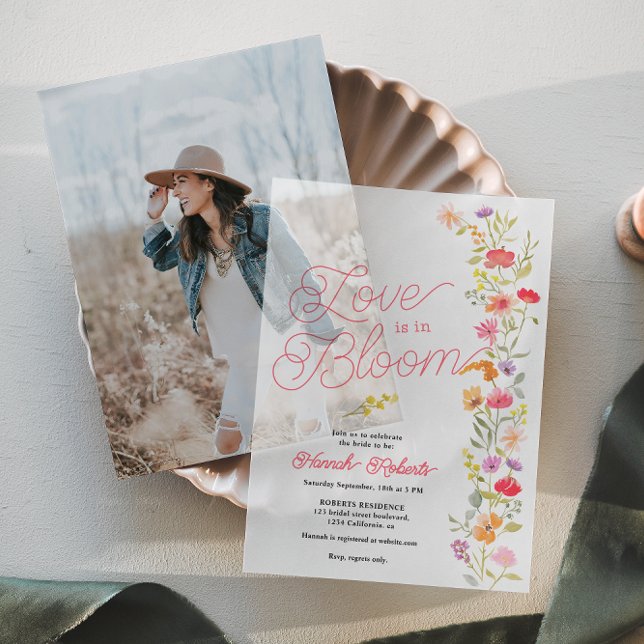 Love Is in Bloom Bridal Shower Wildflowers Vellum Invitations (Love Is in Bloom Bridal Shower Wildflowers Vellum Invitations)