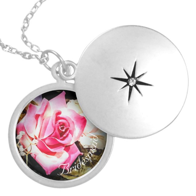 Love is in Bloom Bridesmaid Gift Locket Necklace (Front)
