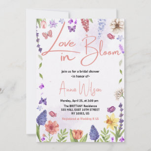 love is in bloom brunch and bubbly bridal shower invitation
