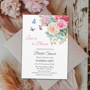 Love is in Bloom Butterflies Bridal Shower Invitation