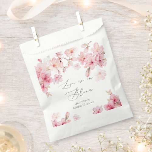 Love is in bloom cherry blossom bridal shower favor bag