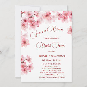 Love Is In Bloom   Cherry Blossom Bridal Shower Invitation