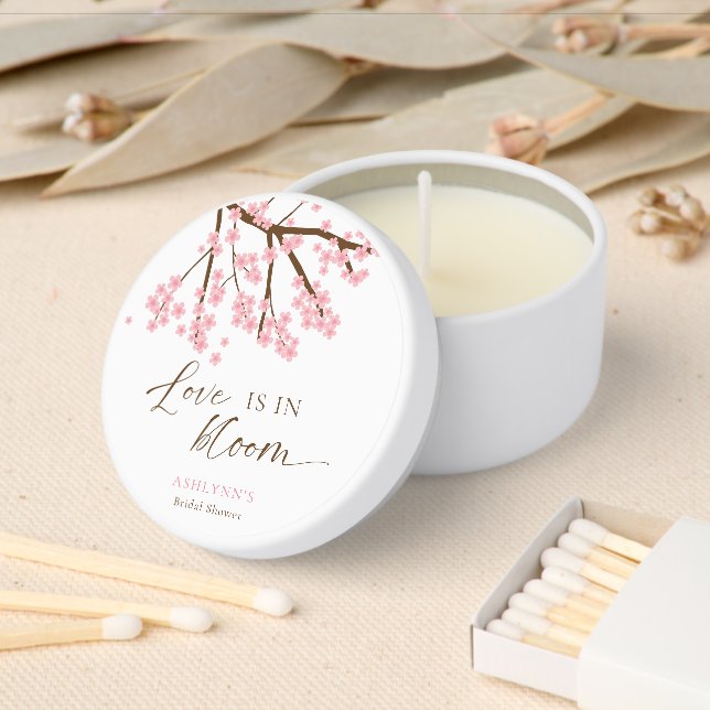 Love is in Bloom Cherry Blossoms Bridal Shower Mini Candle Favors (Insitu)