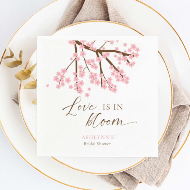 Love is in Bloom Cherry Blossoms Bridal Shower Napkins (Creator Uploaded)