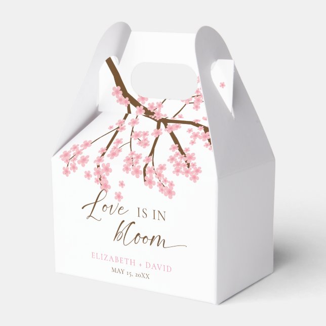 Love is in Bloom Cherry Blossoms Wedding Favor Boxes (Front Side)