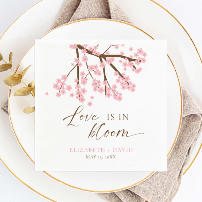 Love is in Bloom Cherry Blossoms Wedding Napkins (Creator Uploaded)