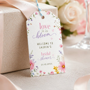 Love Is In Bloom Chic Floral Pink Custom Gift Tags