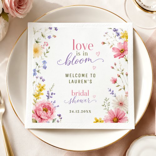 Love Is In Bloom Chic Floral Pink Custom Napkins