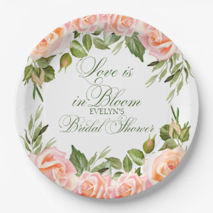 Love is in Bloom Chic Garden Bridal Shower Paper Plates