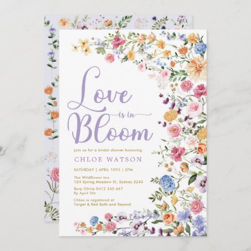 Love is in Bloom  Chic Wildflower Bridal Shower Invitation