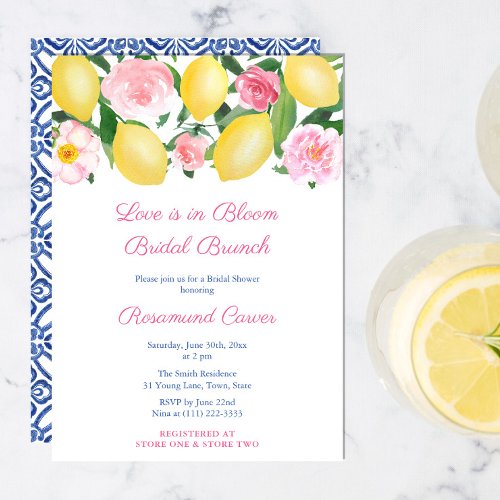 Love Is In Bloom Citrus Bridal Shower Brunch Party Invitation