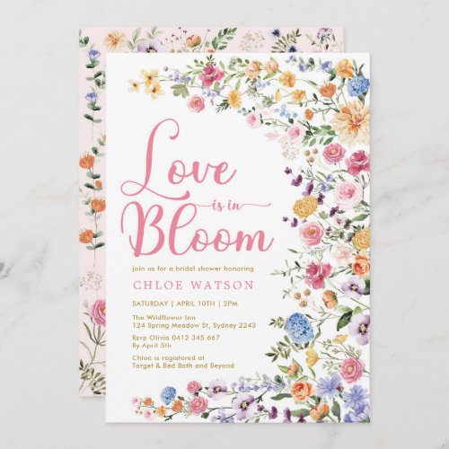 Love is in Bloom Colorful Wildflower Bridal Shower Invitation