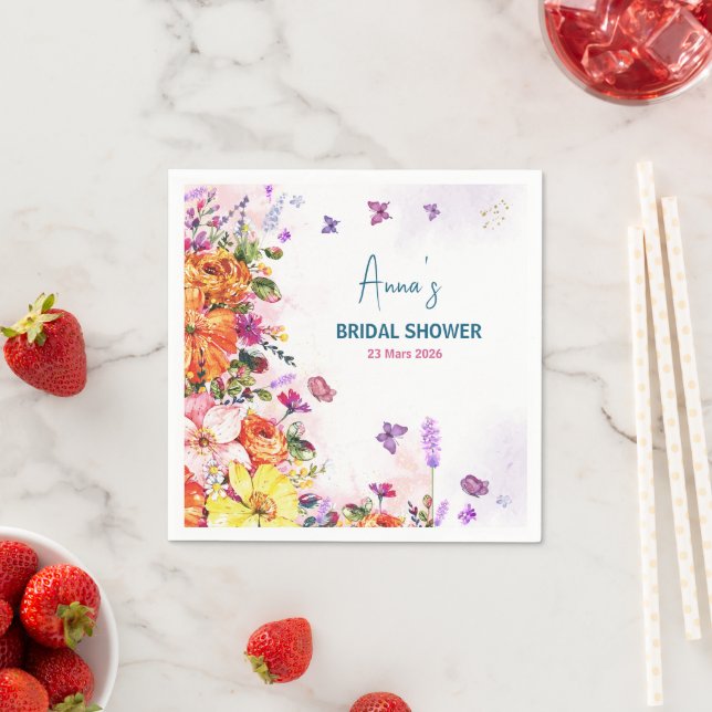love is in bloom colorful wildflower bridal shower napkins (Insitu)