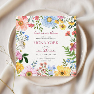 Love is in Bloom Cute Wildflower Bridal Shower Invitation