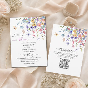 Love is in Bloom Dragonflies All in One Wedding Invitation