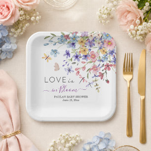 Love is in Bloom Dragonflies Baby Shower Paper Plates