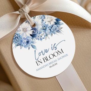 Love Is In Bloom Dusty Blue Floral Bridal Shower Favor Tags
