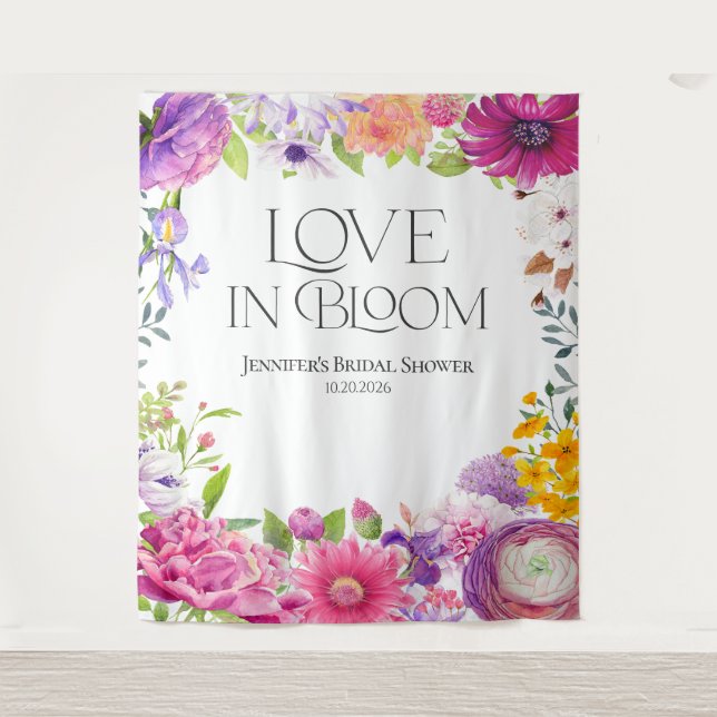 Love is in Bloom | Floral Bridal Shower Backdrops (Front)