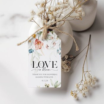 Love Is In Bloom Floral Bridal Shower Gift Tag by SugSpc_Invitations at Zazzle
