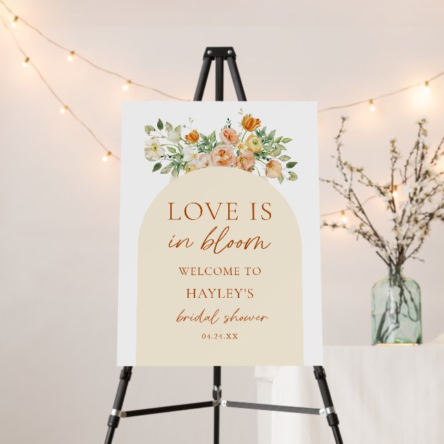 Love Is In Bloom Floral Bridal Shower Welcome Sign (In Situ (Stand))