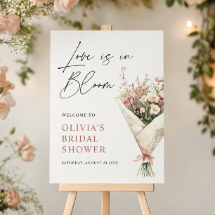 Love is in Bloom Floral Bridal Shower Welcome Sign