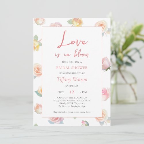 Love is in Bloom Floral Garden Bridal Shower  Invitation