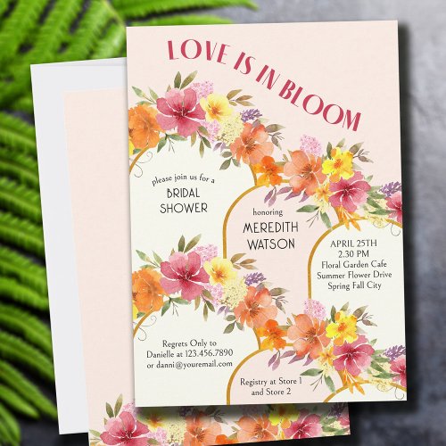 Love is in Bloom Floral Gold Arch Bridal Shower Invitation