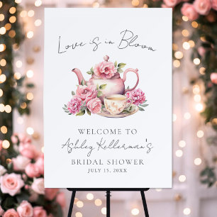 Love Is In Bloom Floral Tea Bridal Shower Sign
