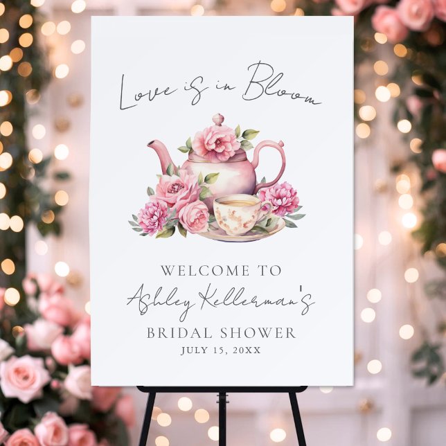 Love Is In Bloom Floral Tea Bridal Shower Sign (Love Is In Bloom Floral Tea Bridal Shower Sign)