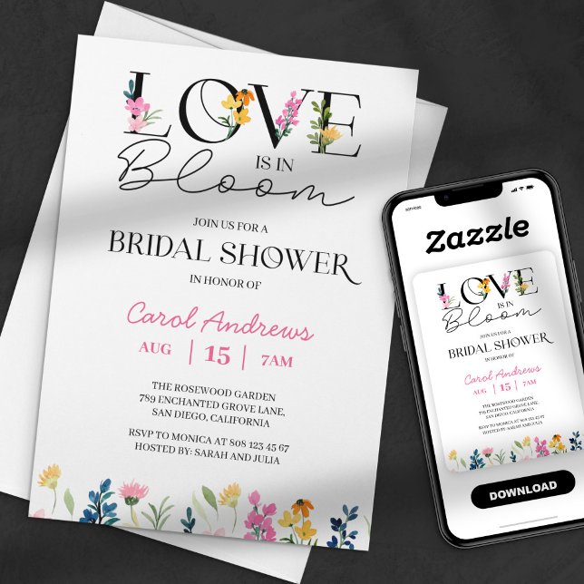 Love is in Bloom Floral Wildflower Bridal Shower Invitation (Creator Uploaded)