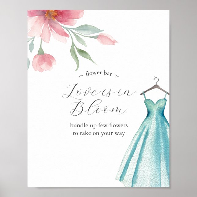 Love is in Bloom Flower Bar Poster Blue Dress (Front)