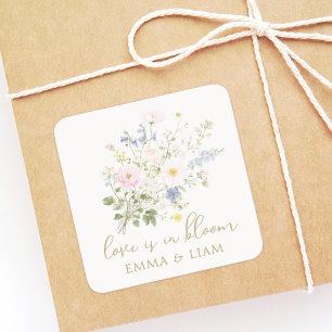 Love is in Bloom Garden Floral Wedding Square Sticker