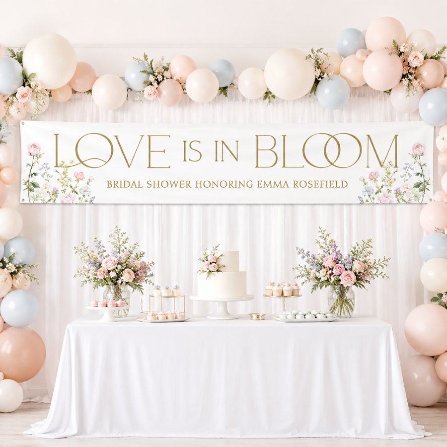 Love is in Bloom Garden Wedding Bridal Shower Banner