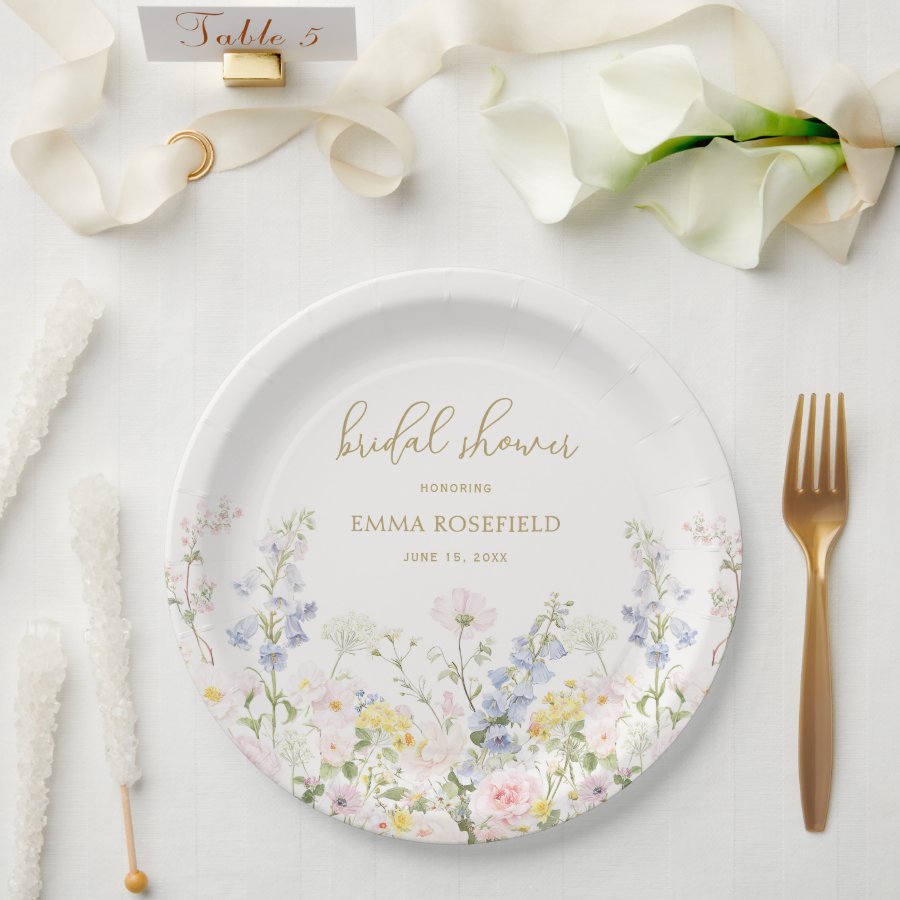 Love is in Bloom Garden Wedding Bridal Shower Paper Plates