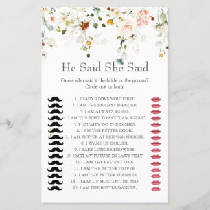 Love is in Bloom He Said She Said Shower Game