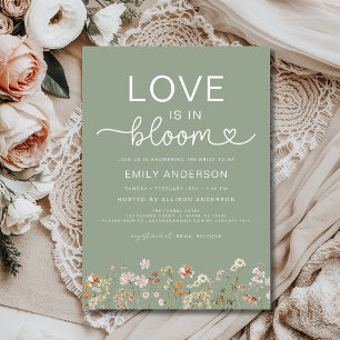 Love is in Bloom Heart Wildflower Bridal Shower Invitation
