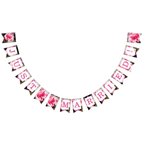 Love is in Bloom Just Married bunting banner