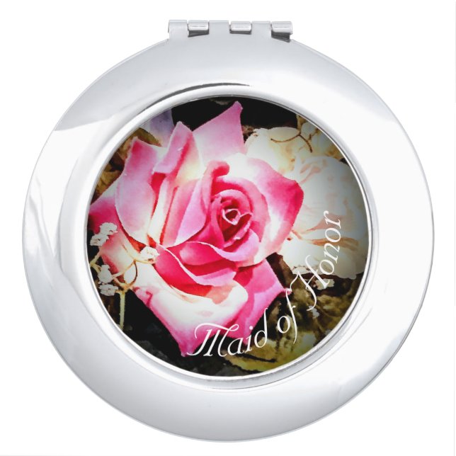 Love is in Bloom Maid of Honor Gift Compact Mirror (Front)