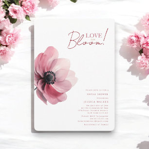 Love is in bloom minimal floral bridal shower invitation