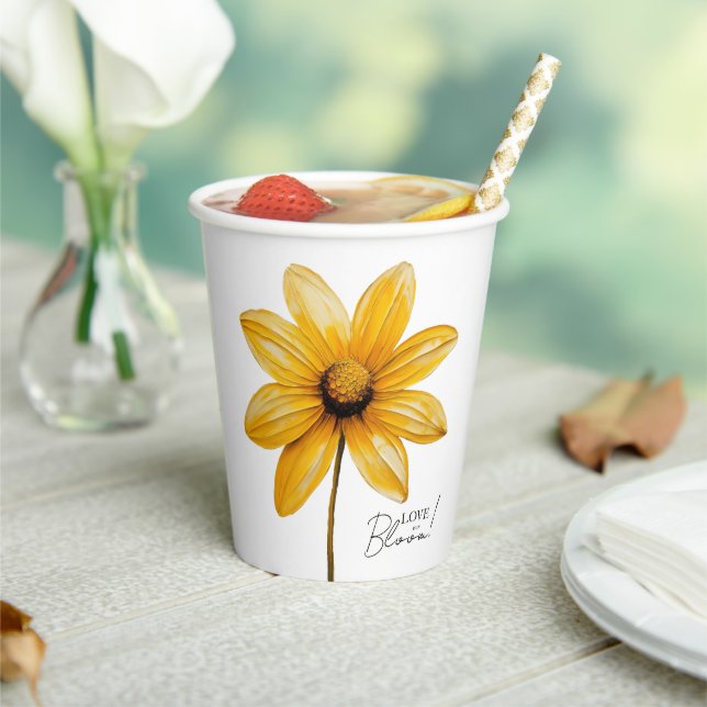Love is in bloom minimal floral bridal shower  paper cups (Insitu)