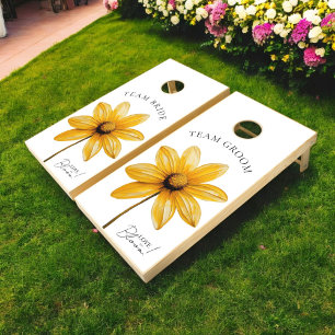 Love is in bloom minimal floral fun bridal shower  cornhole set