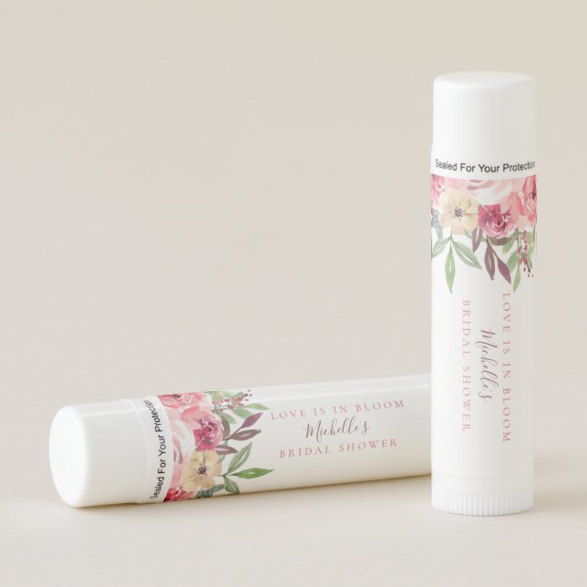 Love is in Bloom Modern Bridal Shower Lip Balm (Front)