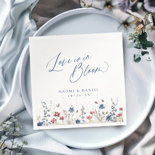 Love is in Bloom Navy Wildflower Rustic Wedding Napkins